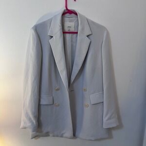 Wilfred Women's XS Pale Blue Double-Breasted Relaxed Blazer Jacket Made in China